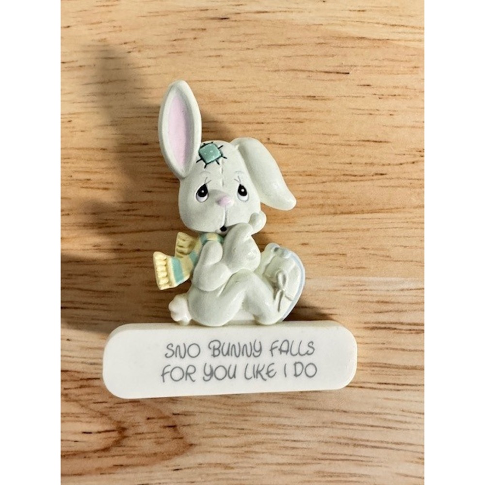 Vintage 1989 Precious Moments Sno Bunny Falls For You Like I Do Pin Enesco